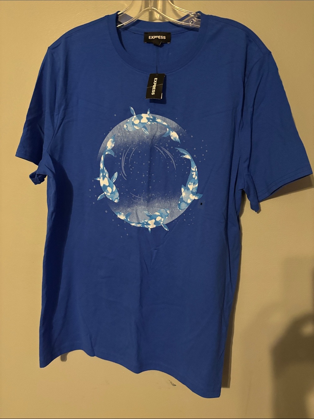 Express Blue Graphic Tee with White whale/nautical Circle